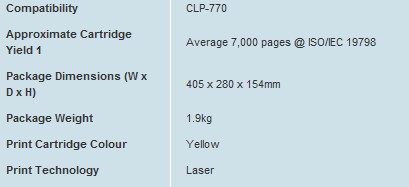 Samsung CLT-Y609S Yellow Toner for CLP-770ND